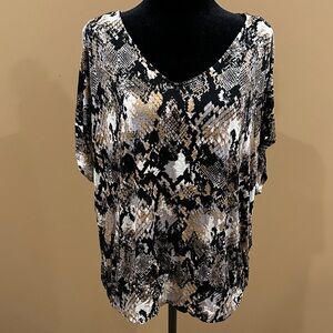 Jennifer Lopez Cold Shoulder Snake Print Top